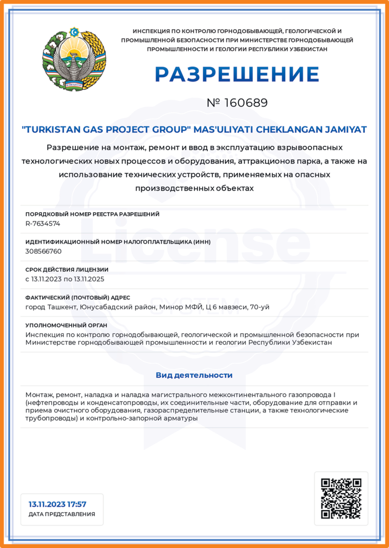 Разрешение № 160689